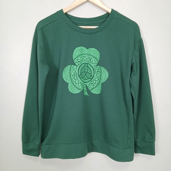 St. Patrick's Day Sweater Women Small Celtic Clover Green Shamrock Lucky Irish - Picture 1 of 10